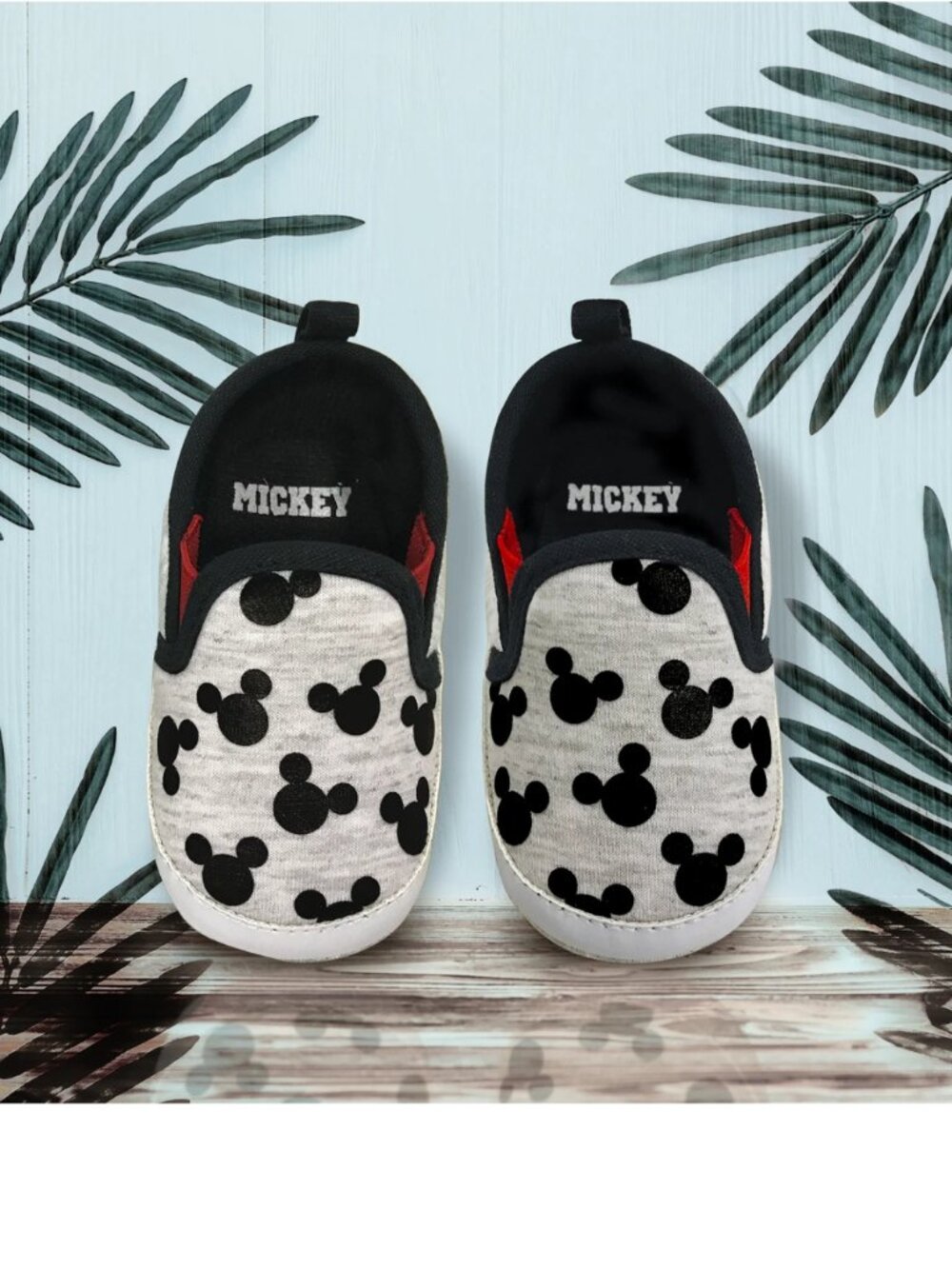 Disney Mickey Mouse Black Infant Prewalker Soft Sole Slip-on Shoes